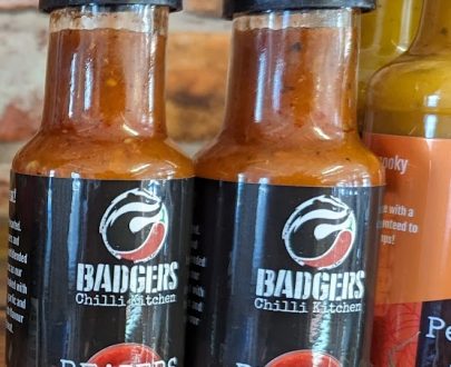 Badgers Reapers Revenge hot sauce on the shelf at the Chilli Ranch shop.